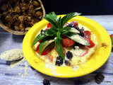 Dessert fraises/mures à la creme anglaise baobab